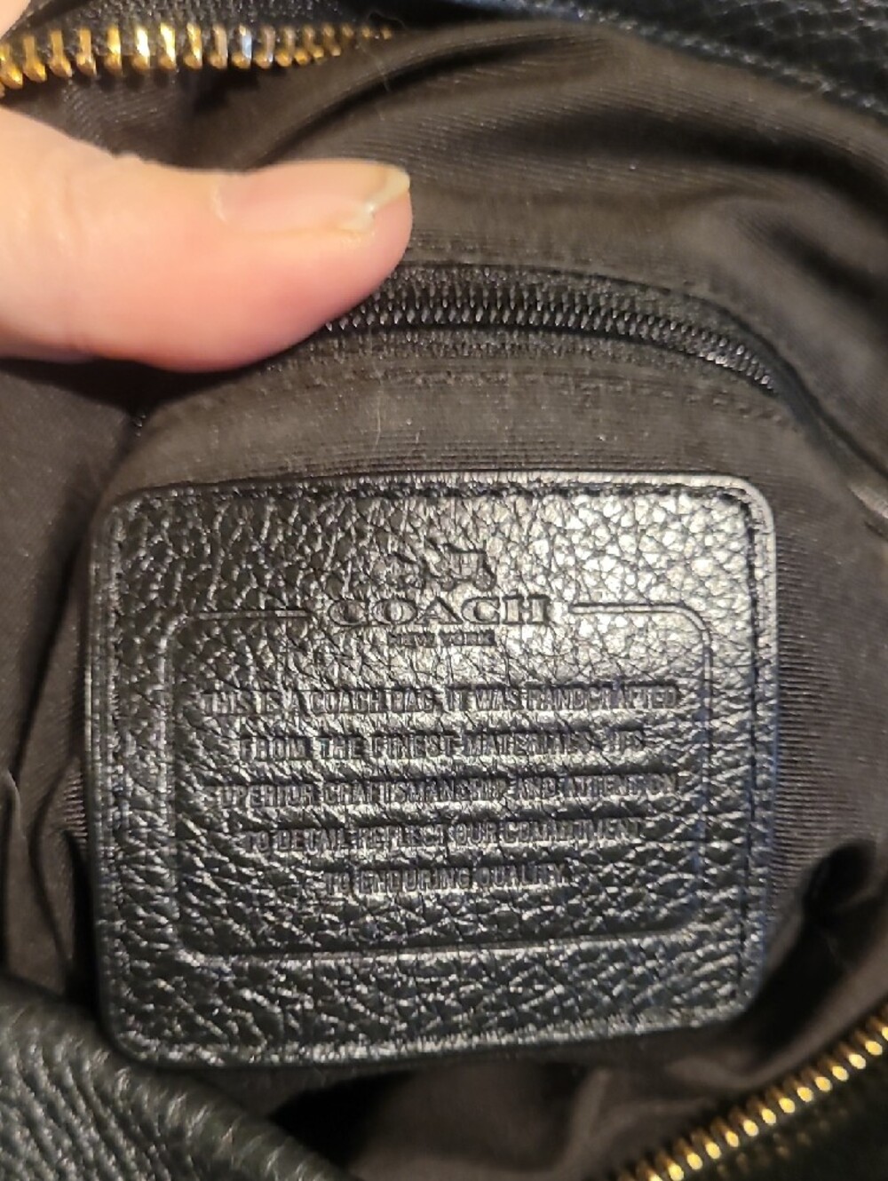 Coach Black Pebbled Leather Tote with Gold Hardware - Picture 2 of 6